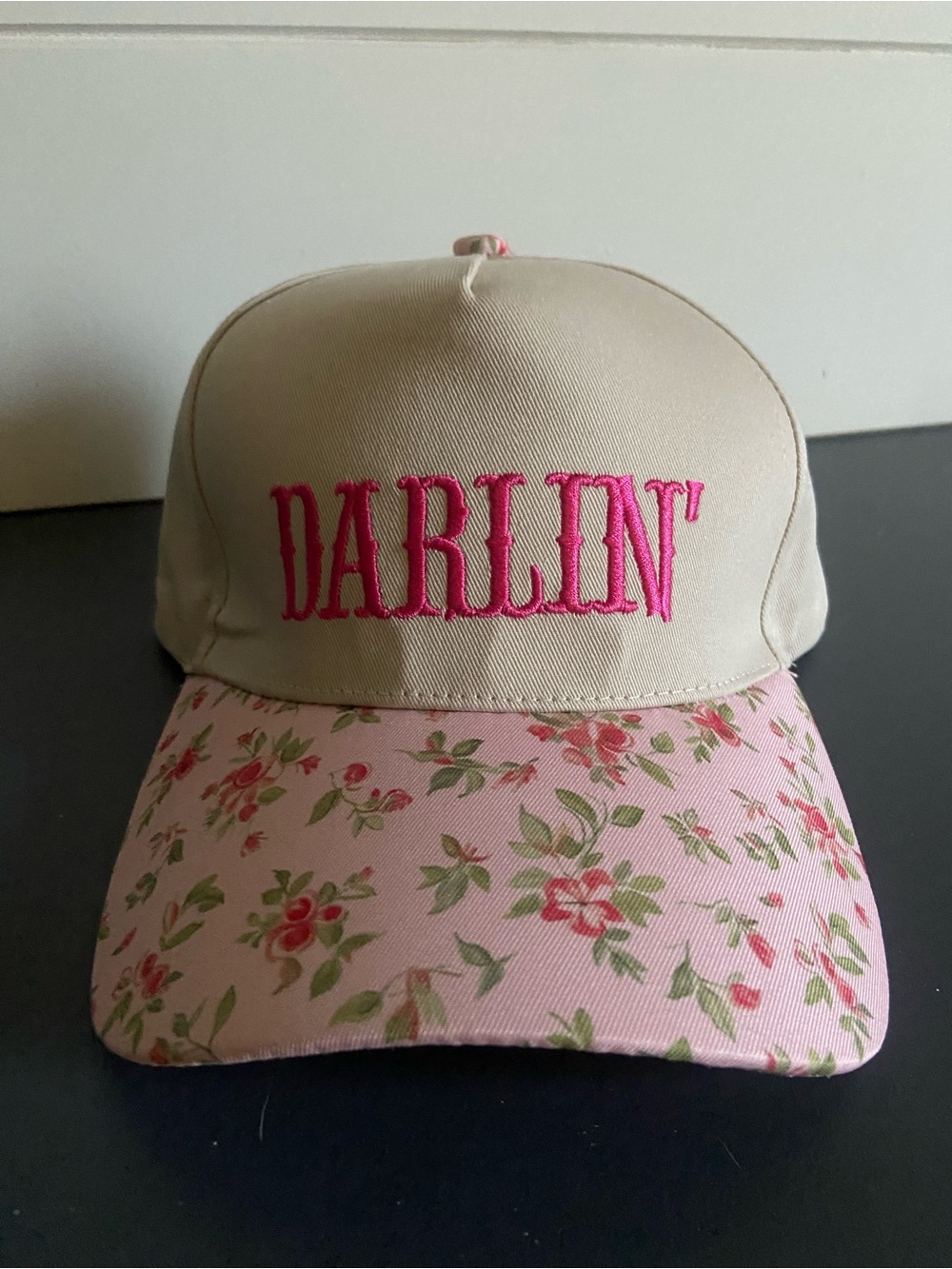 DARLIN' Floral Brim Baseball Cap - Pink & Cream